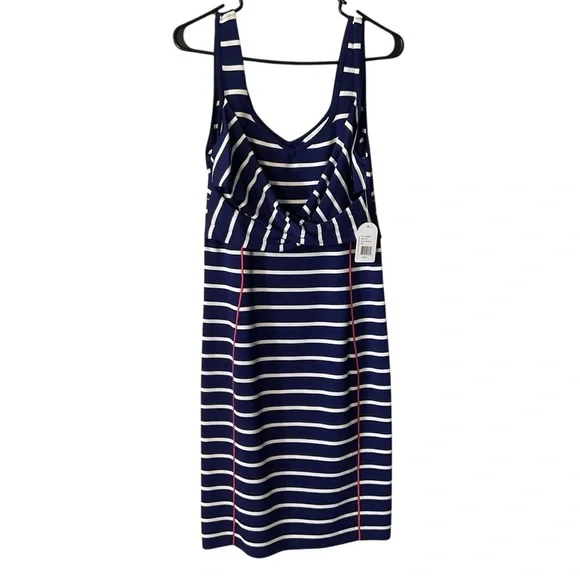 Jessica Simpson Navy Blue Sleeveless Striped Dress - Size L - Picture 2 of 9